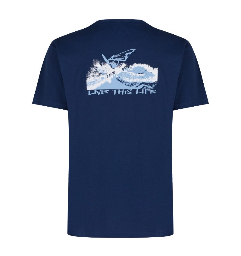 windsurfer and karma yoga navy, organic t-shirt