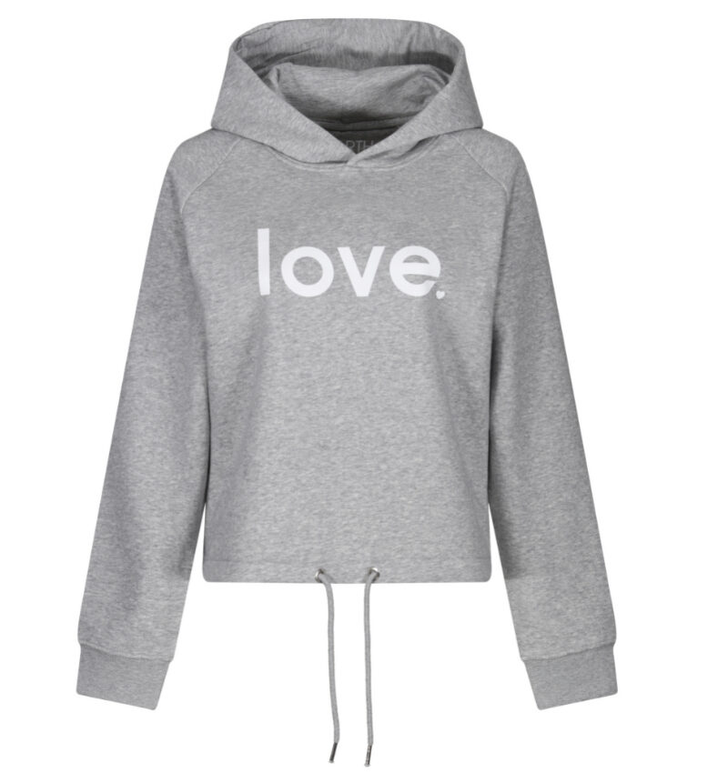 'Love' heather grey pull on hoodie