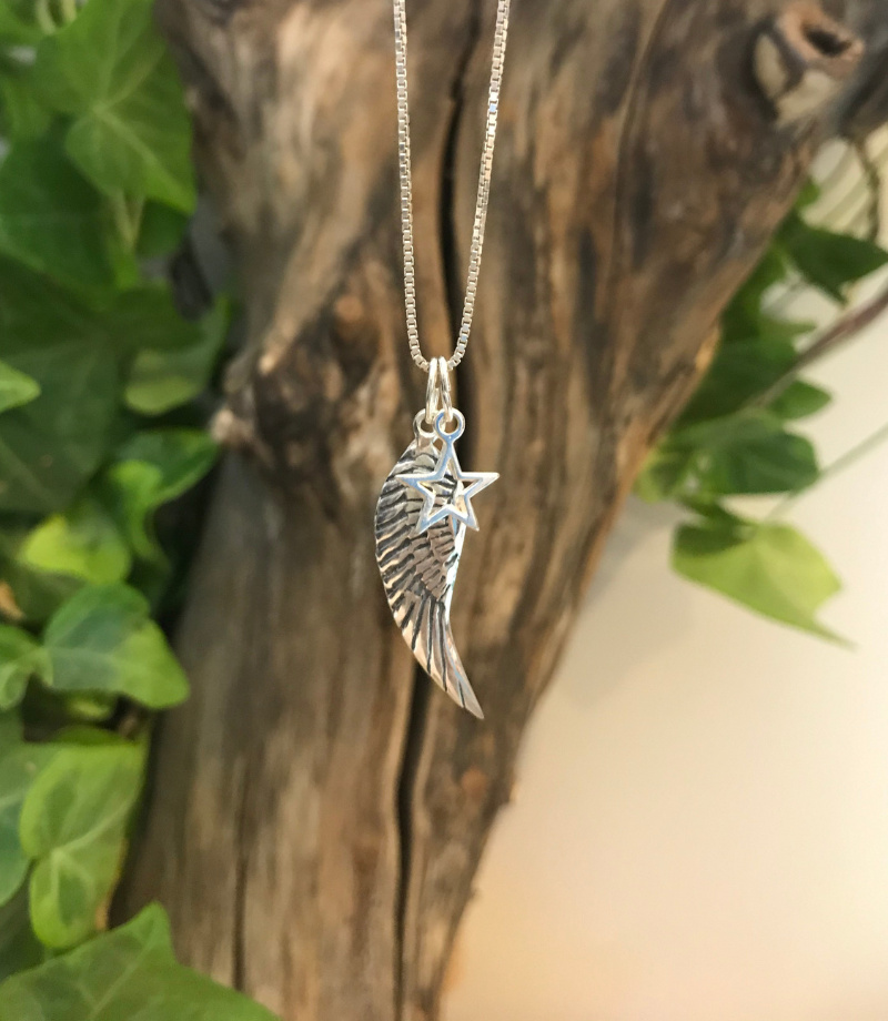 Angel wing and star pendant.